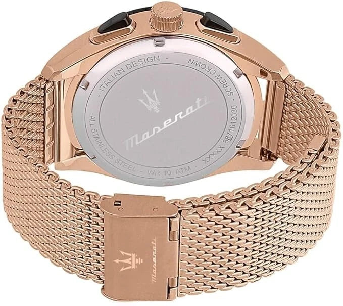 Maserati Traguardo Men's R8873612011 Quartz Rose Gold Milanese Mesh Watch 45mm