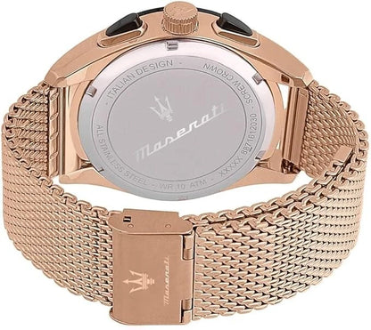 Maserati Traguardo Men's R8873612011 Quartz Rose Gold Milanese Mesh Watch 45mm