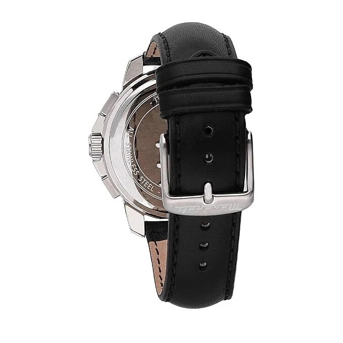 Maserati Successo Men's R8871621006 Quartz Steel Watch Black Leather Strap 44mm