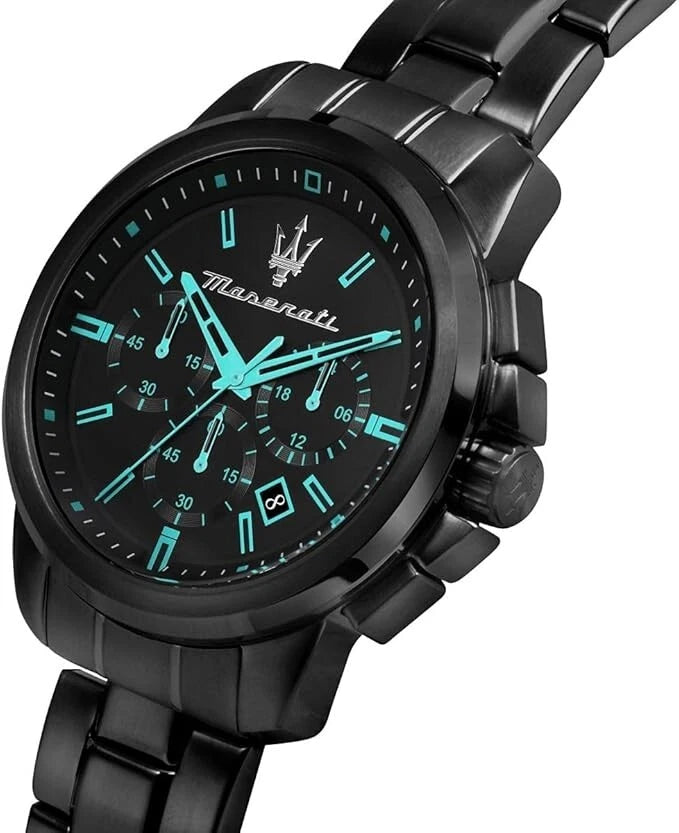 Maserati Aqua Edition R8873644003 Men's Quartz Chronograph Watch 44mm Black Dial