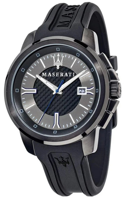 Maserati Sfida R8851123004 Mens Black/Silver Dial Quartz Rubber Strap 44mm Watch