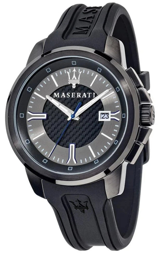 Maserati Sfida R8851123004 Mens Black/Silver Dial Quartz Rubber Strap 44mm Watch