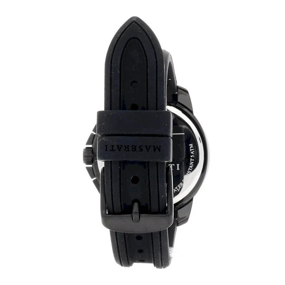 Maserati Sfida R8851123004 Mens Black/Silver Dial Quartz Rubber Strap 44mm Watch