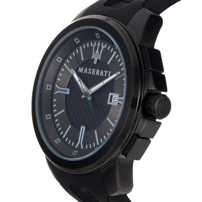 Maserati Sfida R8851123004 Mens Black/Silver Dial Quartz Rubber Strap 44mm Watch
