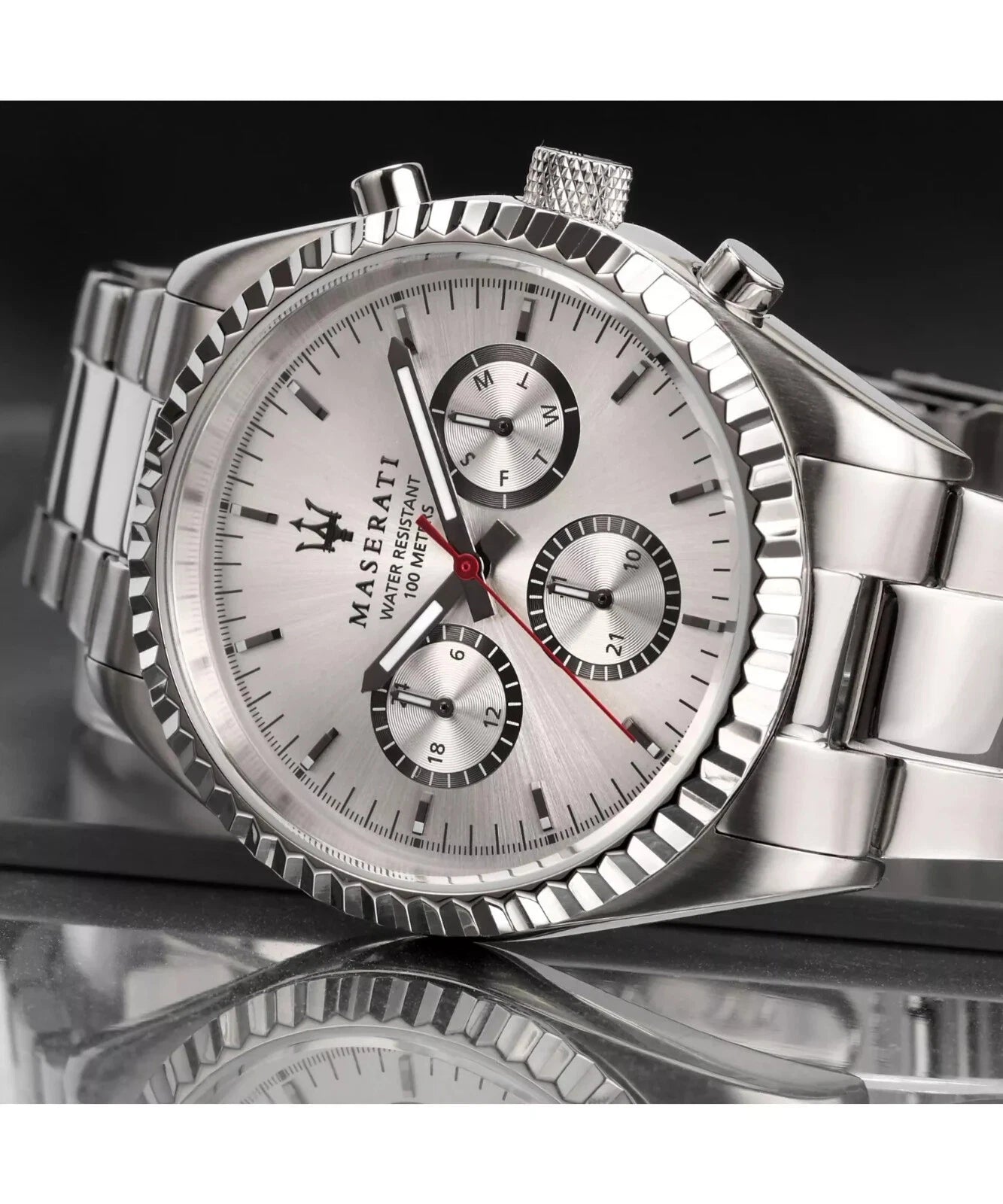 Maserati Competizione Men's R8853100018 Quartz Steel Watch Silver Dial 43mm