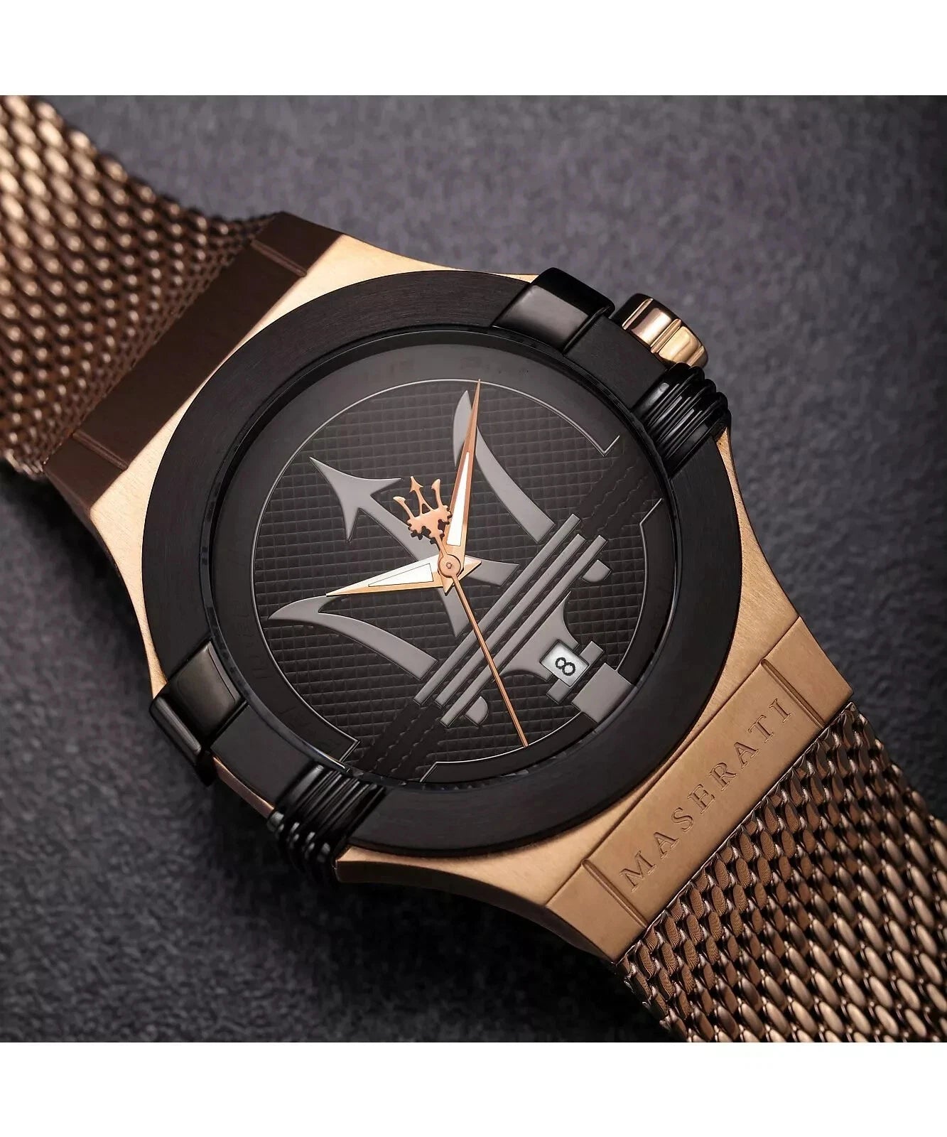Maserati Potenza Men's R8853108009 Quartz Steel Watch Black Dial Mesh Strap 40mm
