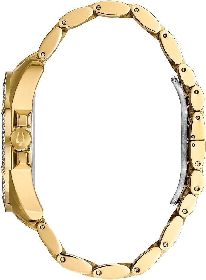 Bulova Men's Crystals Phantom Gold Tone 6-Hand Quartz Steel Watch 98C128 45mm
