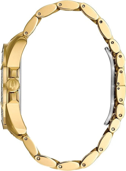 Bulova Men's Crystals Phantom Gold Tone 6-Hand Quartz Steel Watch 98C128 45mm