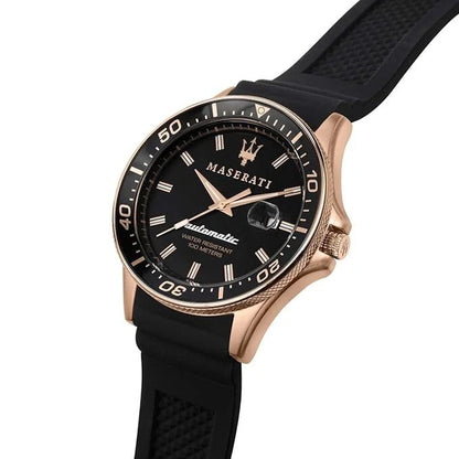 Maserati Men's Analog Black Dial Silicone Strap Steel Watch R8821140001 44mm