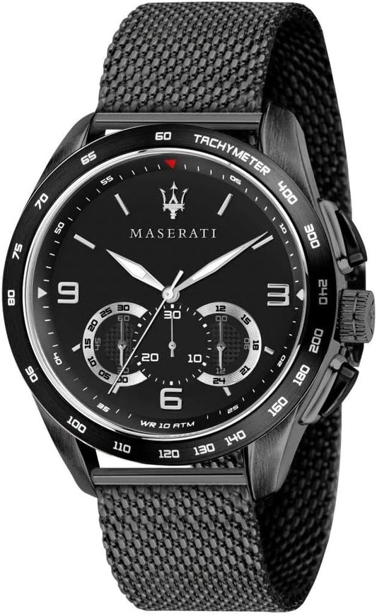 Maserati Traguardo Men's R8873612031 Quartz Chronograph Black Watch Steel 45mm