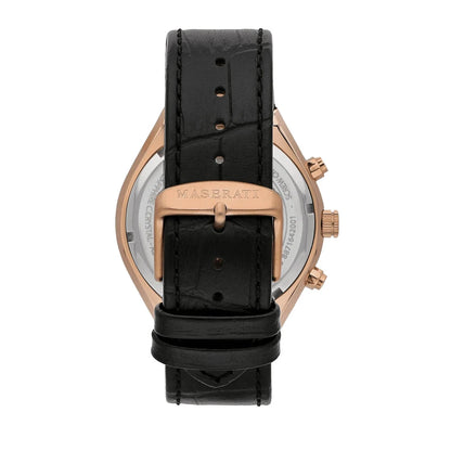 Maserati Stile Men's Chronograph Watch R8871642001 45mm Black Dial Leather Strap