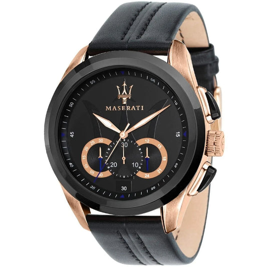 Maserati Traguardo Men's Quartz Chronograph Watch R8871612025 45mm Black Dial