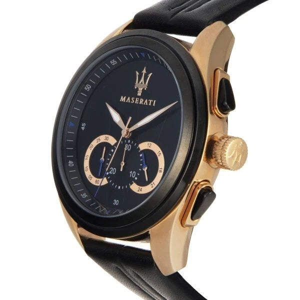 Maserati Traguardo Men's Quartz Chronograph Watch R8871612025 45mm Black Dial