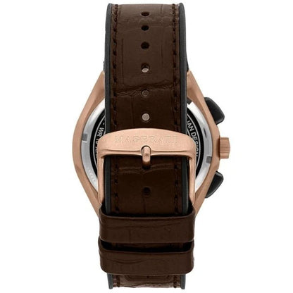 Maserati Triconic Men Quartz Stopwatch Watch R8871639003 Brown Rubber Strap 43mm