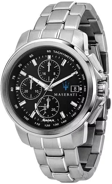 Maserati Men's Successo Solar R8873645003 Quartz Black Stainless Steel 44mm Dial