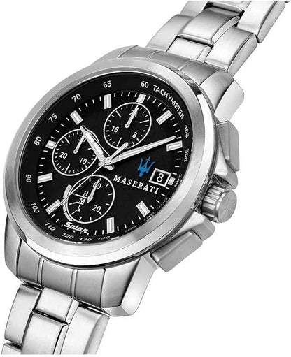 Maserati Men's Successo Solar R8873645003 Quartz Black Stainless Steel 44mm Dial
