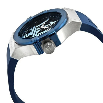 Maserati Potenza Men's R8821108028 Automatic Watch Steel Rubber Blue Dial 42mm