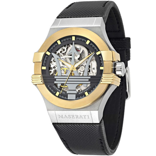 Maserati Potenza Men's R8821108037 Automatic Black Dial Leather Strap 42mm Watch