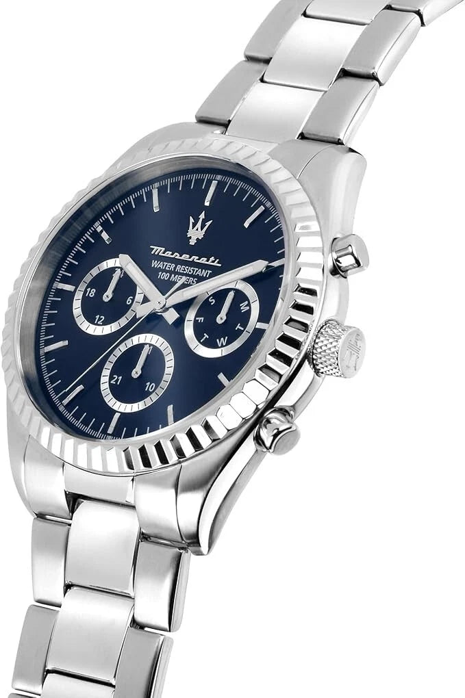 Maserati Competizione Men R8853100022 Analogue Quartz Steel Watch Blue Dial 43mm