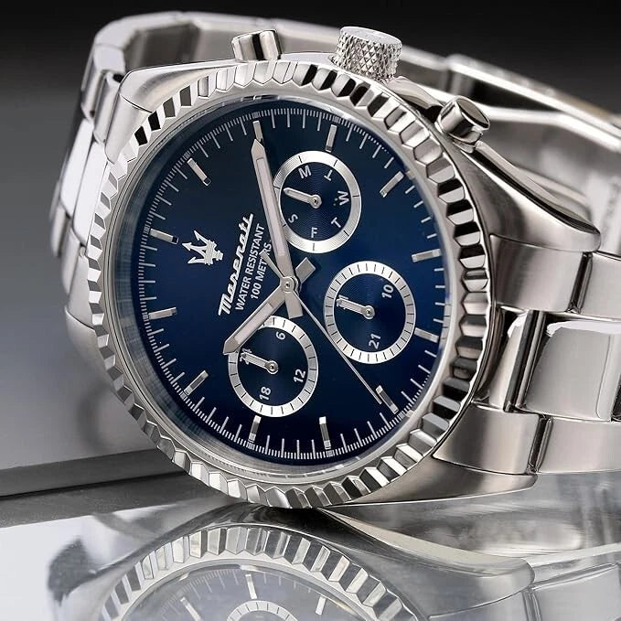 Maserati Competizione Men R8853100022 Analogue Quartz Steel Watch Blue Dial 43mm
