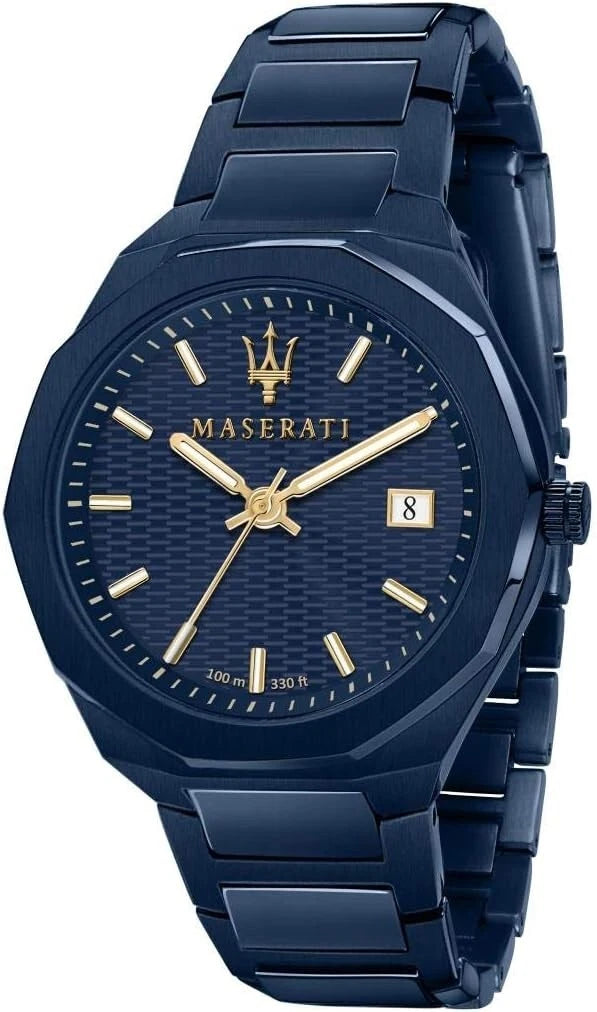 Maserati Men's Quartz Watch R8853141001 Blue Stainless Steel 42mm Dial Gold