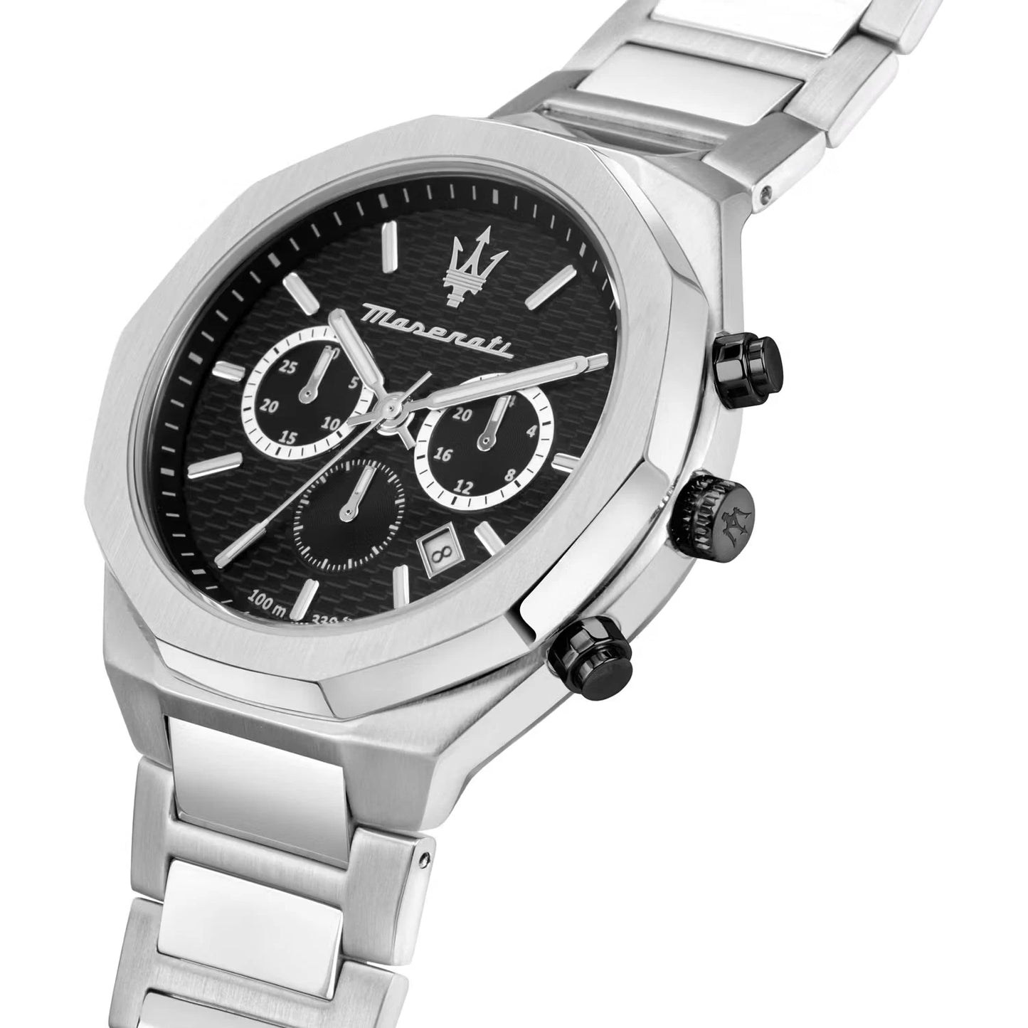 Maserati Stile Men's R8873642004 Quartz Steel Watch Black Dial Silver Strap 45mm
