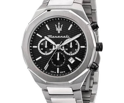 Maserati Stile Men's R8873642004 Quartz Steel Watch Black Dial Silver Strap 45mm