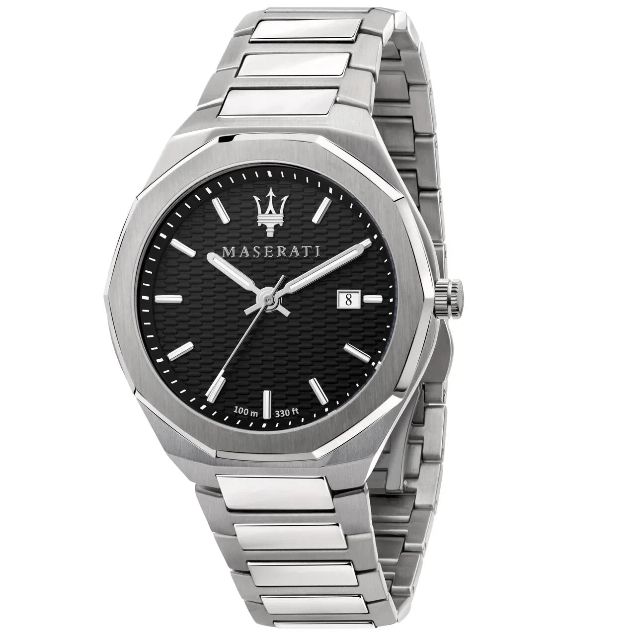 Maserati R8853142003 Stile Men's Analog Watch Black Dial Silver Steel Strap 45mm