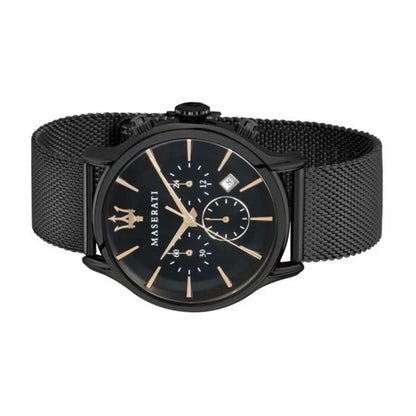 Maserati Epoca Men's R8873618006 Quartz Steel Watch Black Dial Black Strap 42mm