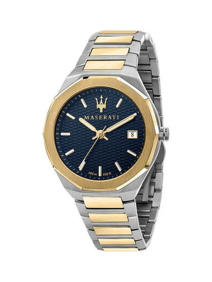 Maserati Stile Men's Two-Tone Quartz Watch R8853142008 Steel Blue Dial 45mm