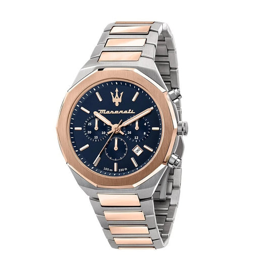 Maserati Stile Chronograph Men's R8873642002 Quartz Steel Watch Blue Dial 45mm