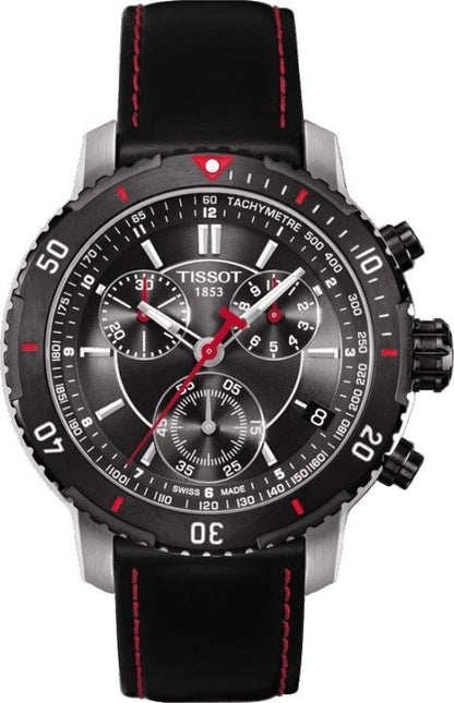 Tissot Men's PRS 200 T067.417.26.051.00 Black Leather Strap Chronograph Watch