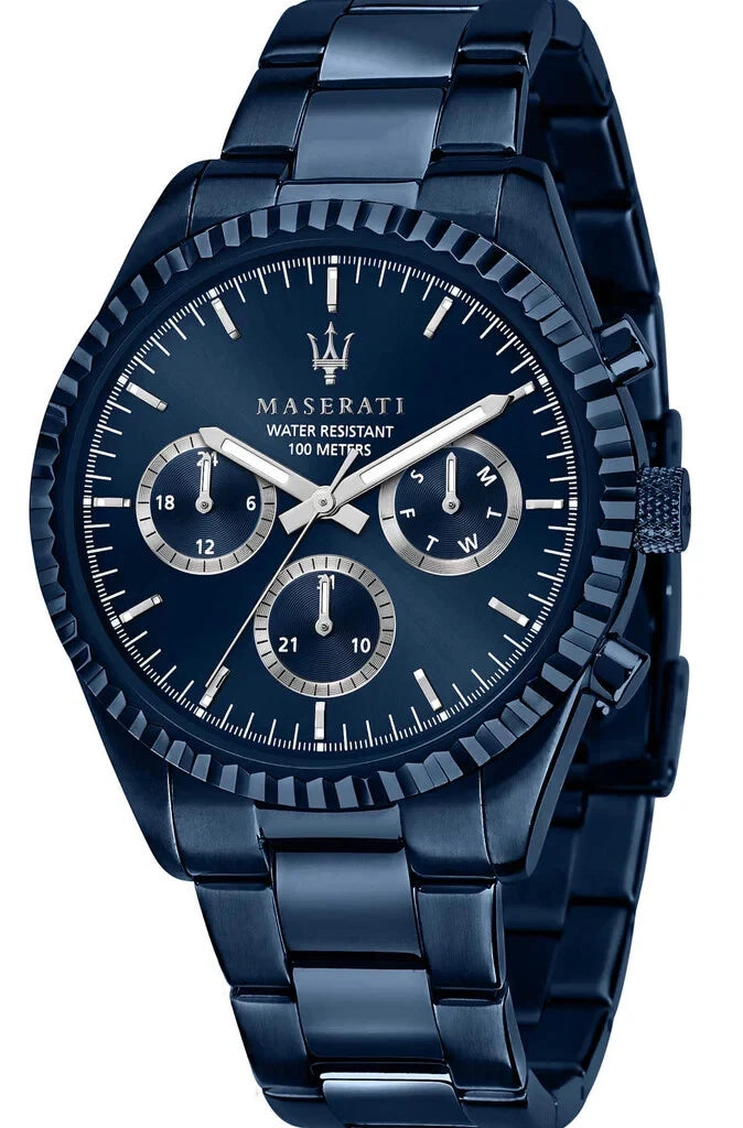 Maserati Blue Edition Men Analogue R8853100025 Quartz Steel Watch Blue Dial 43mm