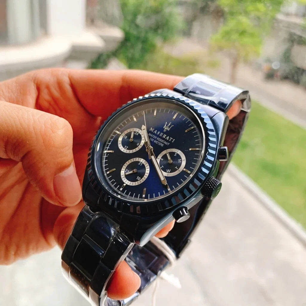 Maserati Blue Edition Men Analogue R8853100025 Quartz Steel Watch Blue Dial 43mm