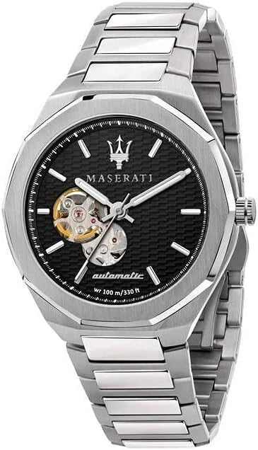 Maserati Stile Automatic Men's Watch R8823142002 Black Dial Silver Steel 42mm