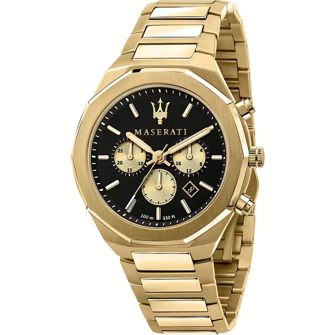 Maserati Stile Men's R8873642001 Chronograph Quartz Steel Watch Black Dial 45mm