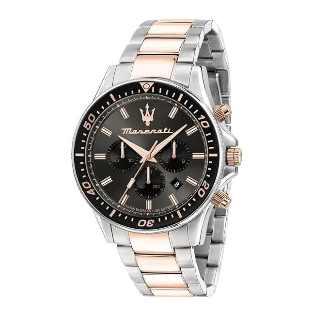 Maserati Sfida Men's R8873640002 Chronograph Analog Black Dial Watch 44mm