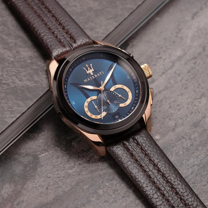 Maserati Traguardo Men's R8871612024 Chronograph Quartz Watch Leather Strap