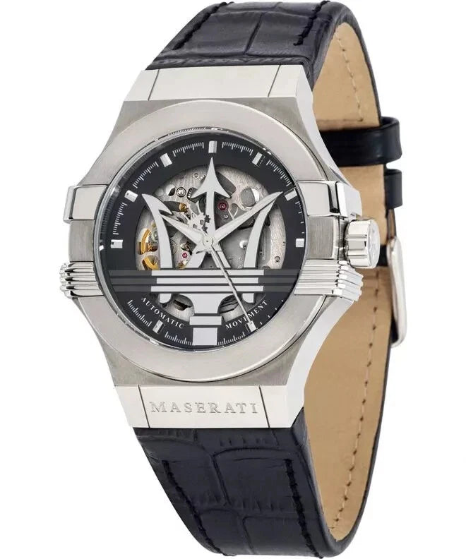 Maserati Potenza Mens R8821108038 Leather Band Multicolor Dial 40mm Analog Watch