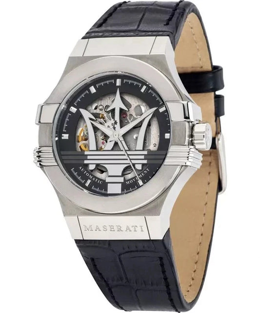 Maserati Potenza Mens R8821108038 Leather Band Multicolor Dial 40mm Analog Watch