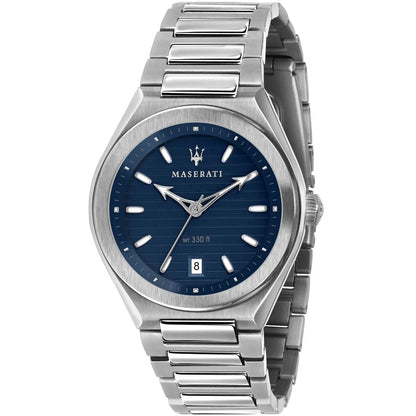 Maserati Men's Analog Watch R8853139002 Blue Silver Strap Stainless Steel 40mm