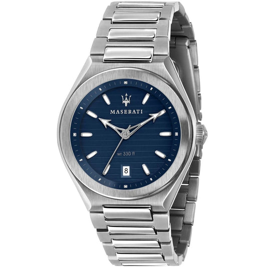 Maserati Men's Analog Watch R8853139002 Blue Silver Strap Stainless Steel 40mm