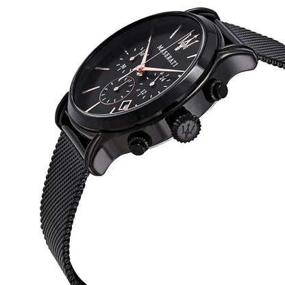Maserati Epoca Men's R8873618006 Quartz Steel Watch Black Dial Black Strap 42mm