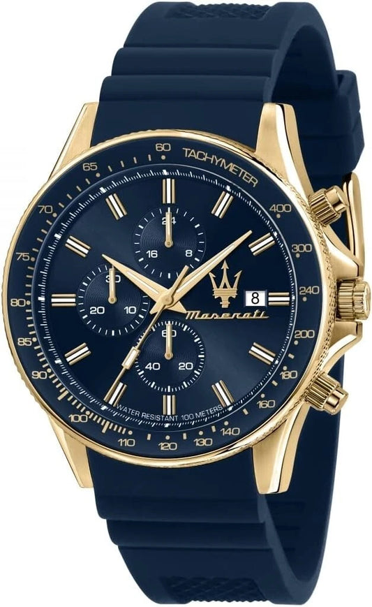 Maserati Sfida Men's Chronograph Quartz Watch R8871640004 Silicone Band 44mm