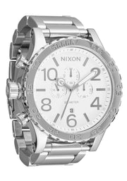 Nixon 51-30 Chrono A083-488 Mens Quartz Watch White Dial Stainless Steel 51mm