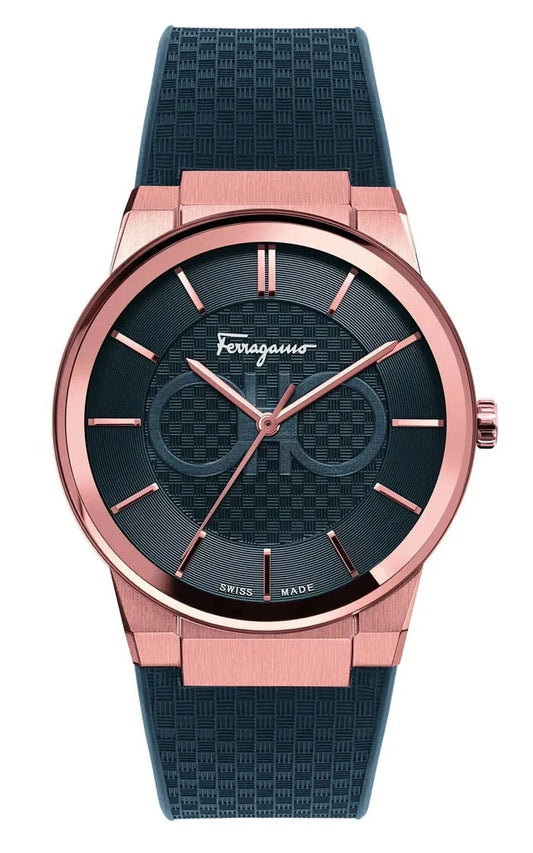Ferragamo Sapphire Chronograph Mens SFHP00420 Watch Rubber Strap Black Dial 42mm