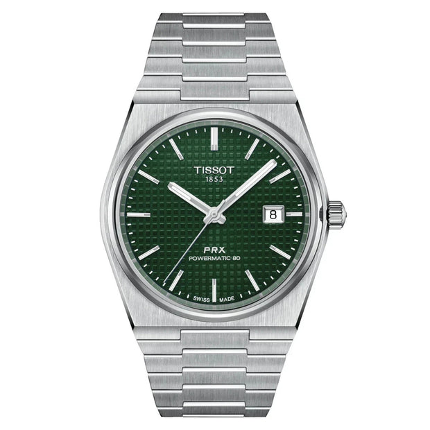 TISSOT PRX POWERMATIC 80 GREEN DIAL AUTOMATIC WATCH T137.407.11.091