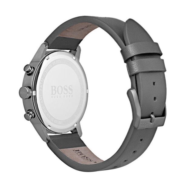 Hugo Boss Men’s Quartz Black Leather Strap Grey Dial 40mm Watch – Model 1513540