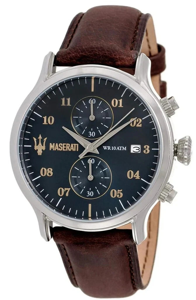 Maserati Epoca R8871618001 Men's Chronograph Black Dial Leather Strap 42mm Watch