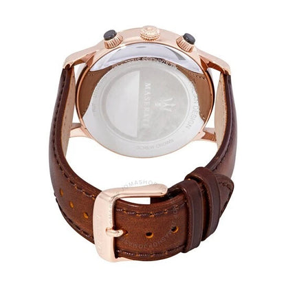 Maserati Ricordo Men's R8871633002 Chronograph Silver Dial Watch Leather Strap